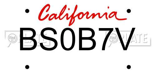 BS0B7V California License Plate