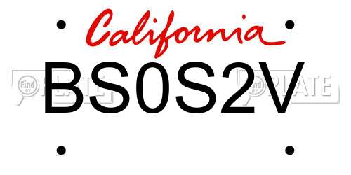 BS0S2V California License Plate