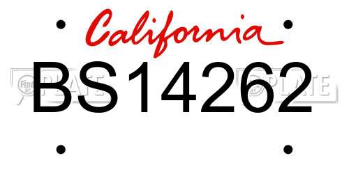 BS14262 California License Plate