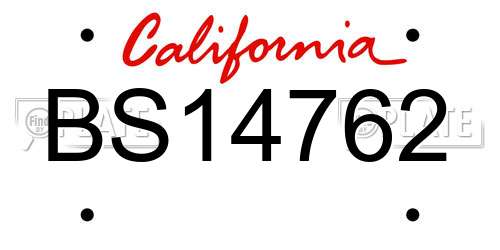 BS14762 California License Plate