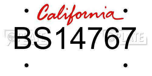 BS14767 California License Plate