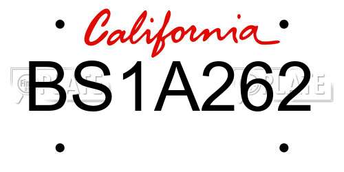 BS1A262 California License Plate