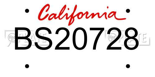 BS20728 California License Plate
