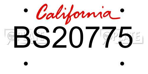 BS20775 California License Plate