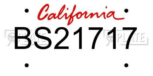 BS21717 California License Plate