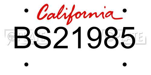 BS21985 California License Plate