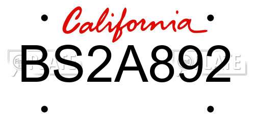 BS2A892 California License Plate