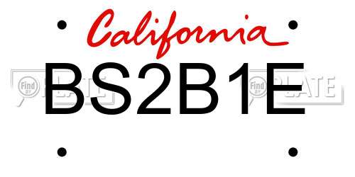BS2B1E California License Plate