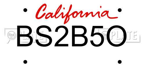 BS2B5O California License Plate