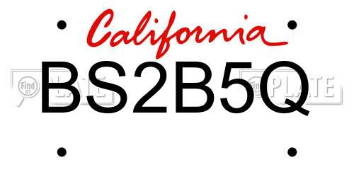 BS2B5Q California License Plate