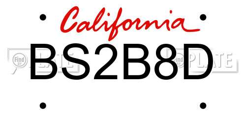 BS2B8D California License Plate