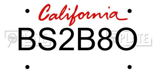 BS2B8O California License Plate
