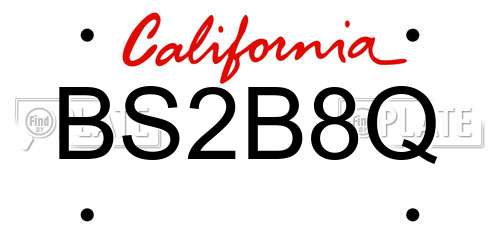 BS2B8Q California License Plate