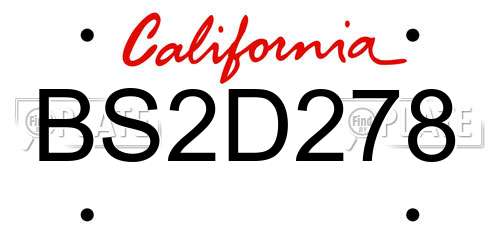 BS2D278 California License Plate