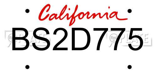 BS2D775 California License Plate