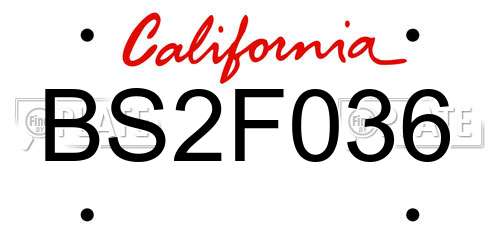 BS2F036 California License Plate