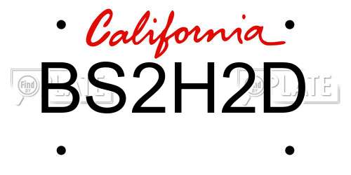 BS2H2D California License Plate
