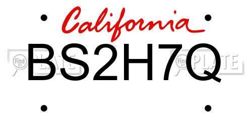 BS2H7Q California License Plate