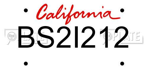 BS2I212 California License Plate