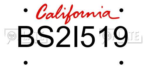 BS2I519 California License Plate