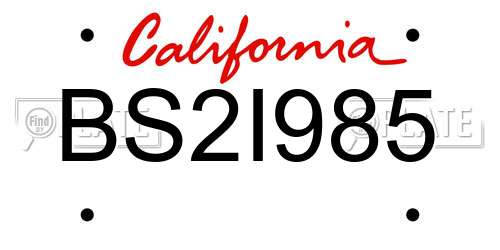 BS2I985 California License Plate