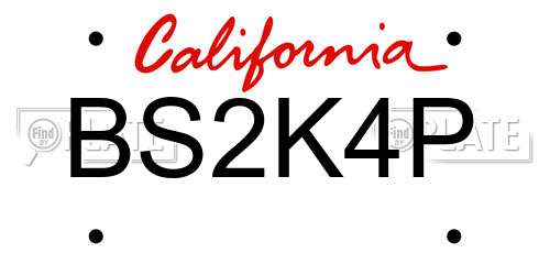 BS2K4P California License Plate