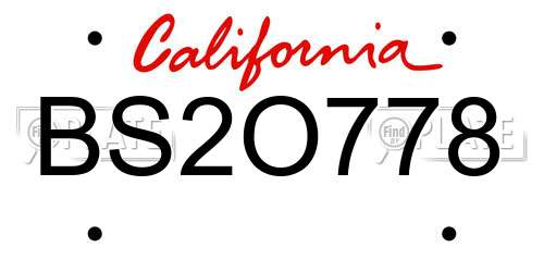 BS2O778 California License Plate