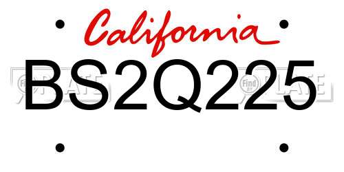 BS2Q225 California License Plate