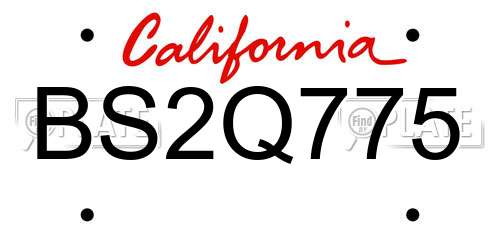 BS2Q775 California License Plate