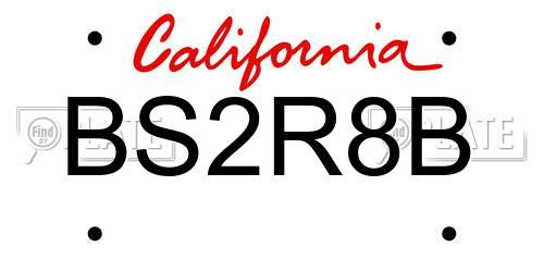 BS2R8B California License Plate