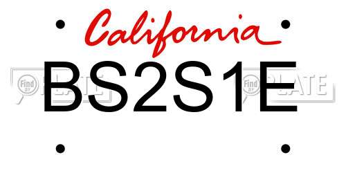 BS2S1E California License Plate