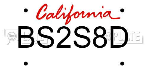 BS2S8D California License Plate