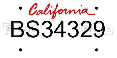 BS34329 California License Plate