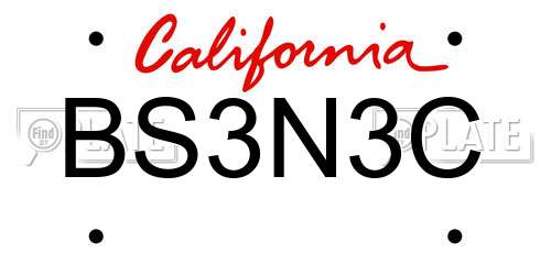 BS3N3C California License Plate