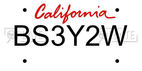 BS3Y2W California License Plate