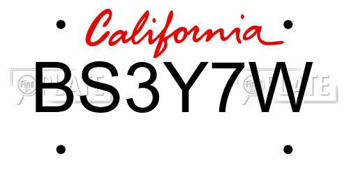 BS3Y7W California License Plate
