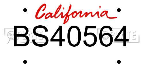 BS40564 California License Plate