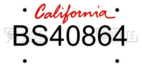BS40864 California License Plate