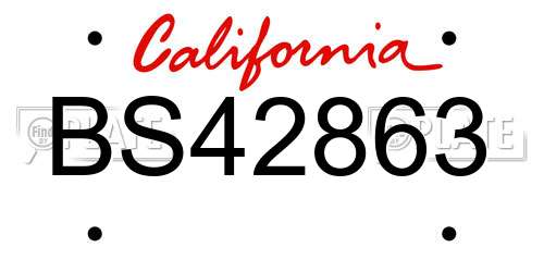 BS42863 California License Plate