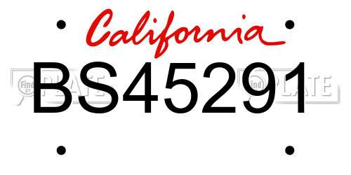 BS45291 California License Plate