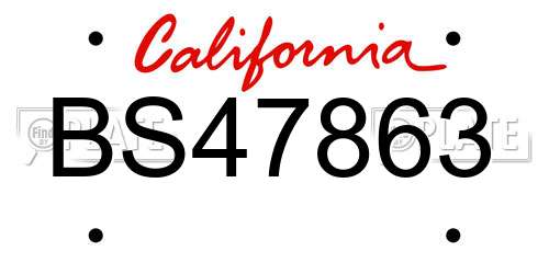 BS47863 California License Plate