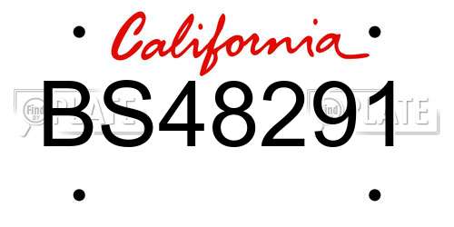 BS48291 California License Plate