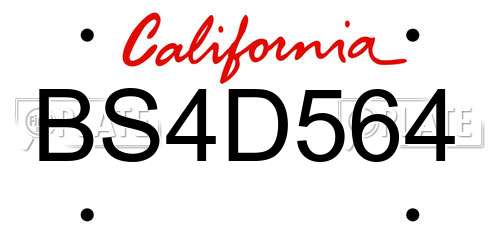 BS4D564 California License Plate