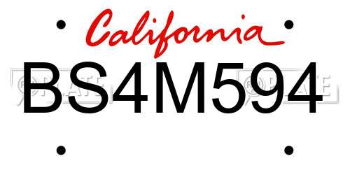 BS4M594 California License Plate