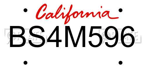 BS4M596 California License Plate