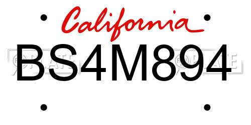 BS4M894 California License Plate