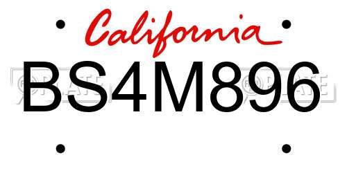 BS4M896 California License Plate