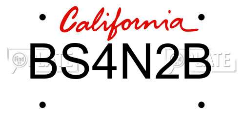 BS4N2B California License Plate