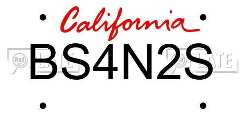 BS4N2S California License Plate