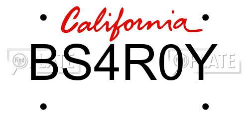 BS4R0Y California License Plate
